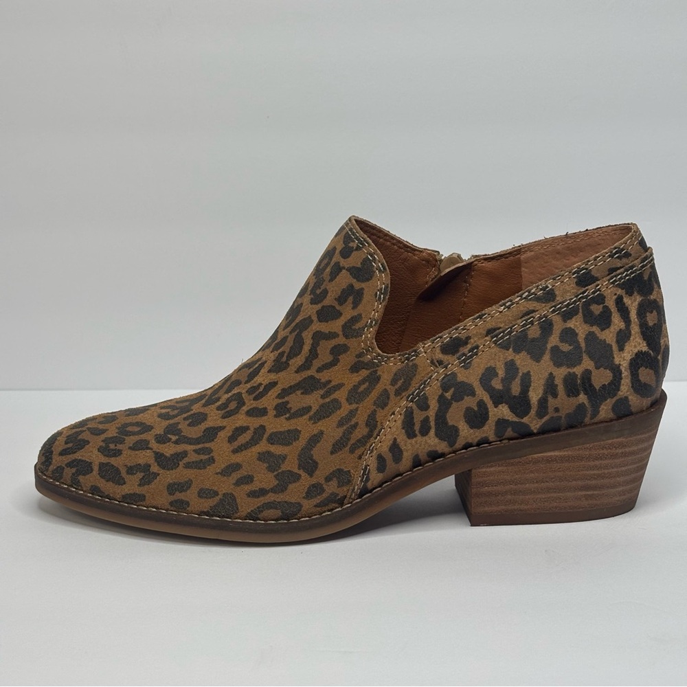 Lucky Brand Women's Leopard Print Fanky Ankle Boots side zip 9 M - Picture 2 of 14